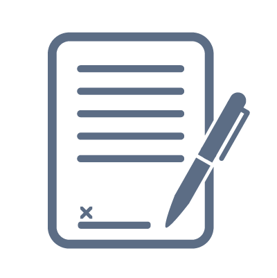 Credit Application Visual icon depicting an application to be filled out and signed.