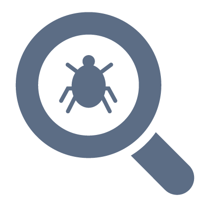 Please provide all necessary pest reports. Visual icon depicting a magnifying glass with a bug under the lens.