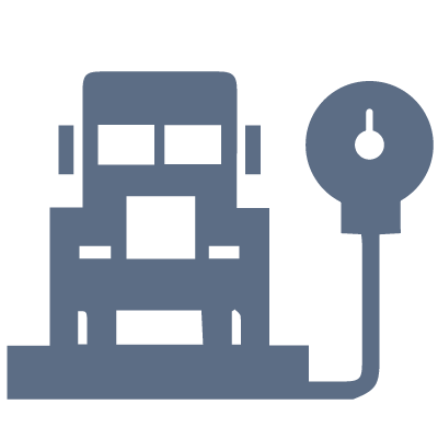 Our weigh scale hours of operation. Visual icon of a truck being weighed on a scale.