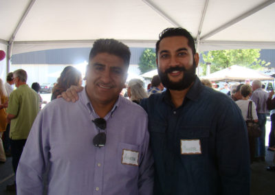 Head winemaker Manveer Sandhu and Agustin Ponce, our Director of Operations at the Grand opening event under a tent.