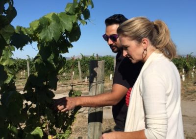 Cynthia Faust and Manveer Sandhu on a vist to Carneros vineyards.
